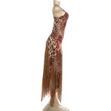 EVE Mesh Patchwork Print Sling Maxi Dress GZJQ-K6D07210A