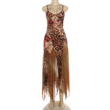 EVE Mesh Patchwork Print Sling Maxi Dress GZJQ-K6D07210A