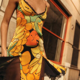 EVE Mesh Patchwork V Neck Mini Dress GZJQ-K6D07952A