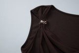 EVE Solid Color Sleeveless Ruched Top LJSF-T6321338X