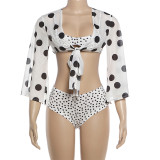 EVE Polka Dots Print See Through Bikinis 3 Piece Swimsuit GZJQ-K6S08889A