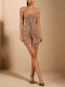 EVE Ruched Solid Color Sling Mini Dress GWDS-260328
