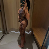 EVE Print Halterneck Backless Tight Seventh Pants Suit GDSF-J26ST165