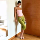EVE Contrast Color Sling Top Fifth Pants Suit XEF-K6S09860A