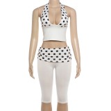 EVE Polka Dot Print Halterneck Two Piece Pants Set XEF-K6S08461A