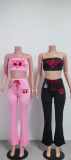 EVE Cherry Print Wrap Chest Top Pants 2 Piece Set XMCS-CS060943
