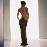 EVE Sleeveless Solid Color Backless Maxi Dress GSZM-D26DS164