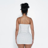 EVE Polka Dot Print Lace Patchwork Mini Dress GSZM-D26DS140