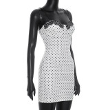 EVE Polka Dot Print Lace Patchwork Mini Dress GSZM-D26DS140