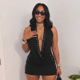 EVE Halterneck Backless Tie Up Mini Dress GSZM-D26ST168