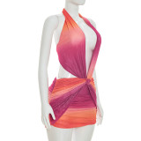 EVE Print Sleeveless Backless Mini Dress GSZM-C26DS173