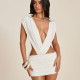 EVE Deep V Neck Backless Ruched Mini Dress GSZM-C26DS147