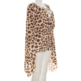 EVE Deep V Neck Print Long Sleeve Mini Dress GSZM-C26DS177