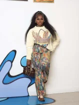 EVE Plus Size Dyeing Printing Loose Jeans GYLN-9455
