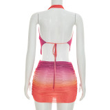 EVE Print Sleeveless Backless Mini Dress GSZM-C26DS173