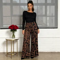 EVE Plus Size Print Casual Straight Pants QMZF-2168