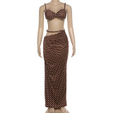 EVE Polka Dots Print Backless Two Piece Skirts Set GYME-K6S07913A