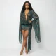 EVE Mesh Deep V Neck Print Mini Dress GSZM-J26DS170