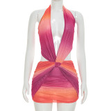 EVE Print Sleeveless Backless Mini Dress GSZM-C26DS173