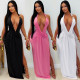 EVE Sexy Deep V Neck Backless Maxi Dress GFYX-7715