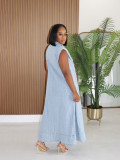 EVE Single Breasted Lapel Denim Loose Maxi Dress SFY-875