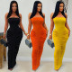 EVE Solid Color Ruched Tube Top Maxi Dress GFYX-7669