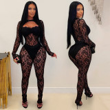 EVE See Through Lace Long Sleeve Jumpsuit GFYX-7637