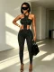 EVE Polka Dots Print Wrap Chest Top Two Piece Pants Set  GFCF-1494