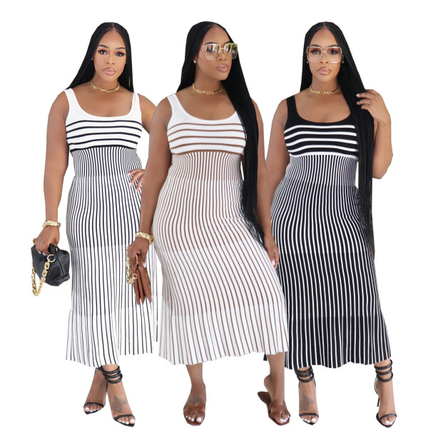 EVE Stripe Sleeveless Midi Dress SFY-872