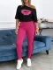 EVE Off Shoulder Print Tops Two Piece Pant Set SHD-8010
