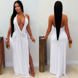 EVE Sexy Deep V Neck Backless Maxi Dress GFYX-7715