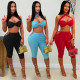 EVE Solid Color Tie Up Two Piece Pants Set GFYX-7673