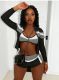 EVE Color Block Coat Two Piece Shorts Set(Without Underwear) SHD-8005