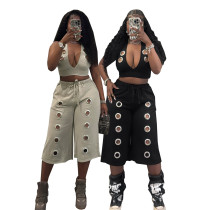 EVE Halterneck Backless Vest Loose Two Piece Pants Set SFY-876