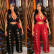 EVE Solid Color Loose Wide Leg Pants 2 Piece Set GFYX-7712