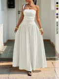 EVE Solid Color Big Swing Tube Top Maxi Dress GSRX-8813