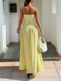 EVE Solid Color Big Swing Tube Top Maxi Dress GSRX-8813