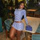 EVE Spiral Pattern Long-Sleeve Two Piece Skirts Set DLSF-K6S09226A