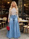 EVE Washed Ruched Wide Leg Flare Jeans GAKF-60512