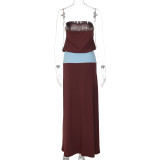 EVE Contrast Color Tube Top Maxi Dress GLAG-D6121186F