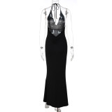 EVE Solid Color Backless Maxi Dress GLAG-D6421428F