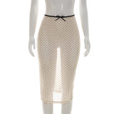 EVE Polka Dots Print See Through Long Skirt GSBW-Y26SK140