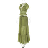 EVE Loose Lace Chiffon Top Long Skirts Suit  GLAG-S5C20898G