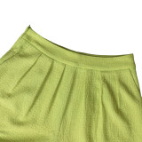 EVE Solid Color Drawstring Top Wide Leg Pant Suit AIL-351