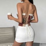 EVE Lace Flowers Print Tube Tops Vest GPBY-VE8428