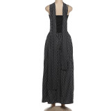 EVE Fashion Backless Polka Dot Print Maxi Dress GSLF-K6D09638A