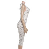 EVE Polka Dots Print Backless Romper GYME-K6Q08075A