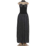 EVE Fashion Backless Polka Dot Print Maxi Dress GSLF-K6D09638A