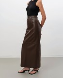 EVE PU Leather High Waist Split Long Skirt GPBY-SK8327