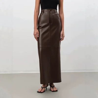 EVE PU Leather High Waist Split Long Skirt GPBY-SK8327